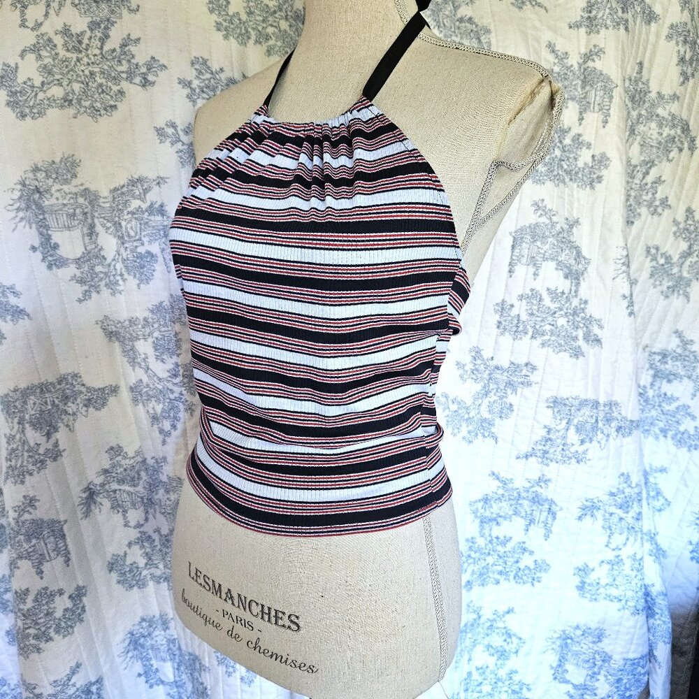 Size Small Retro Halter Top Vintage Fabric Striped NEW